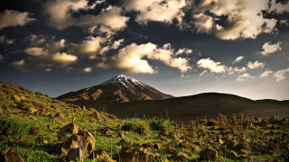 Mountain snow capped peak grass 2 - peak in the distance free wallpaper