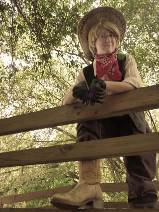Woman cowboy hat gloves portrait - american romanticism free wallpaper