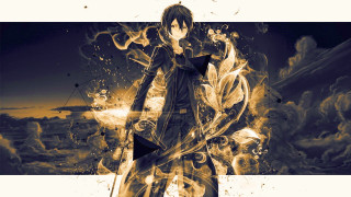 Woman sword fire sky clouds - a fire background free wallpaper