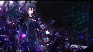 Man black outfit purple background 2 - a purple light free wallpaper