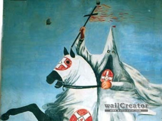 Two men horses flag cross - their head free wallpaper