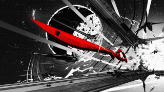 Red object flying black background - christopher balaskas free wallpaper