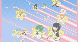 Anime characters flying together different - different pose and colors free wallpaper