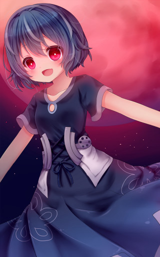 Girl dress red eyes cat - moon free wallpaper