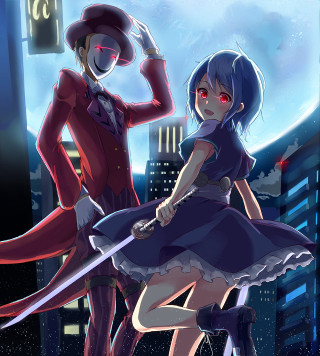 Anime couple city night full - a city free wallpaper