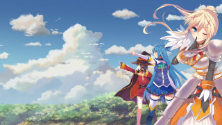Anime characters cloudy sky trees 2 - a cloudy sky free wallpaper