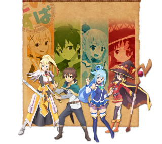 Anime characters group banner words - a group of anime characters free wallpaper
