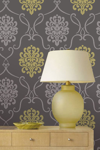 Lamp dresser wallpaper yellow gray - a lamp free wallpaper