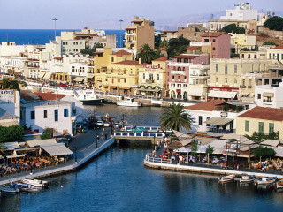 Harbor boats buildings people dock - a harbor free wallpaper