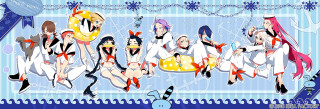 Anime girls blue background border 2 - a blue border free wallpaper
