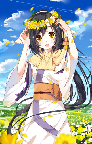 Woman dress flower crown field - aimitsu free wallpaper