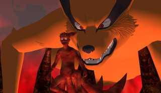 Demon woman orange wolf furry - giant free wallpaper