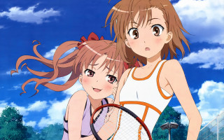 Two anime girls tennis players - a tennis racket free wallpaper
