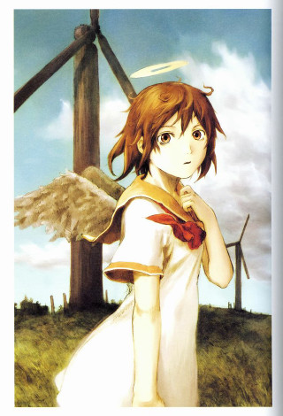 Girl angel wings red hair - environmental art free wallpaper