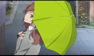 Woman holding umbrella rain street - a green umbrella free wallpaper