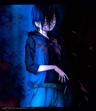 Man knife blue background blood - blood free wallpaper