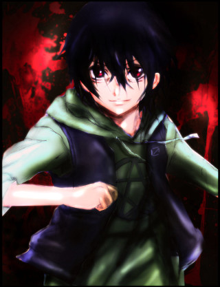 Man green black outfit knife - an anime drawing free wallpaper