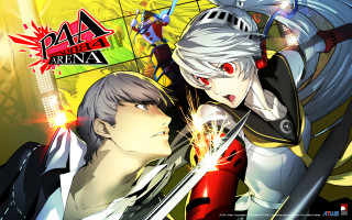 Anime couple yellow background red - poster art free wallpaper