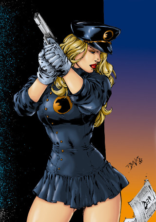 Woman police uniform gun newspaper - eileen aldridge free wallpaper