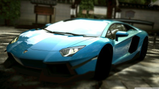 Blue sports car bench trees - a street next free wallpaper