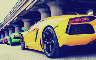 Cars parked street bridge building - vivid free wallpaper