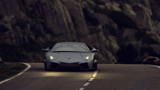 Car driving road mountain nighttime - intimidating lighting free wallpaper
