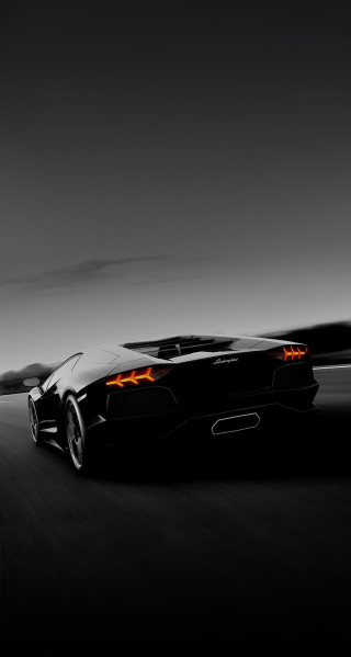Black sports car night road 5 - dark free wallpaper