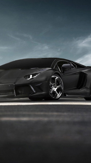Black sports car cloudy sky 10 - matte finish free wallpaper