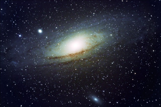Colorful large galaxy bright stars - astrophotography free wallpaper