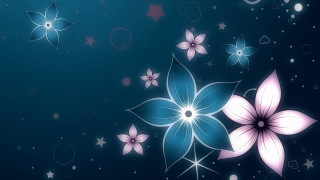 Blue pink flower stars bubbles - gothic art free wallpaper for desktop