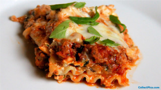 Lasagna meat cheese plate garnish - professional food photography free wallpaper