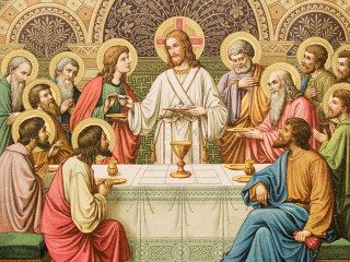 Jesus giving cup group people - a church free wallpaper