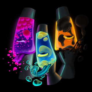 Three colored objects dark room - dark free wallpaper