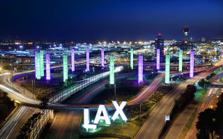 City skyline lax sign nighttime - david lachapelle free wallpaper