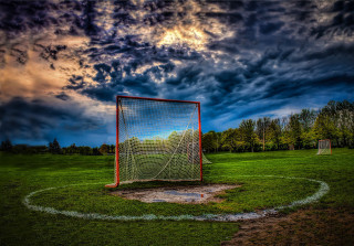 Goalie net cloudy sky grass - cloudy free wallpaper for desktop