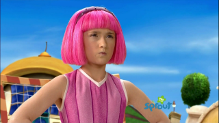 Pink haired girl building outdoors - a building in the background free wallpaper