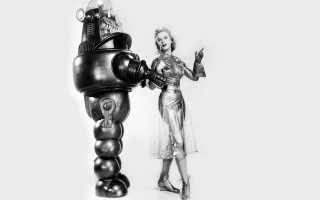 Woman robot surprised expression hands - a robot free wallpaper