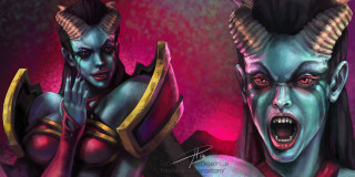 Two women horns makeup painting - the other free wallpaper