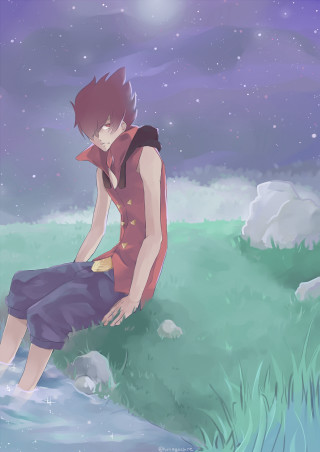 Person sitting rock grass sky - a rock free wallpaper