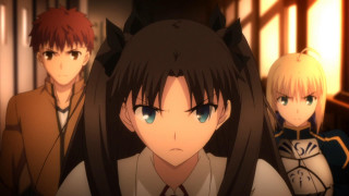 Anime characters hallway looking camera - ufotable free wallpaper