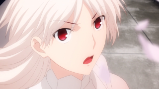 Woman red eyes white shirt - ufotable free wallpaper