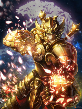 Golden armor sword fire character - golden free wallpaper