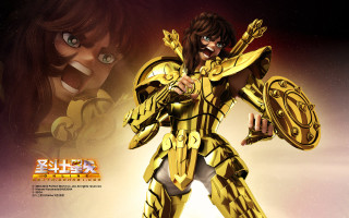 Woman gold suit sword shield - a demon face free wallpaper