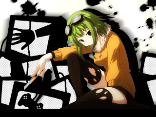 Woman green hair chair knife - neoexpressionism free wallpaper