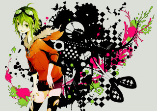 Green hair woman red shirt - green hair free wallpaper