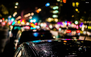Car parked busy street night 2 - busy free wallpaper