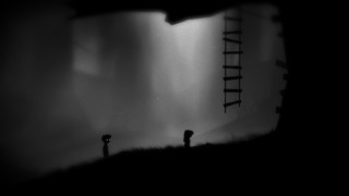 Black white photo person ladder - brassaï free wallpaper