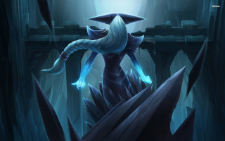 Woman long white hair blue - a cave free wallpaper