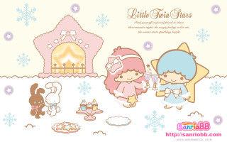 Cartoon couple wine glass snowflakes - naive free wallpaper
