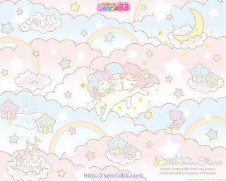 Unicorn flying sky stars clouds - pastel color free wallpaper
